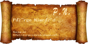 Pörge Nimród névjegykártya